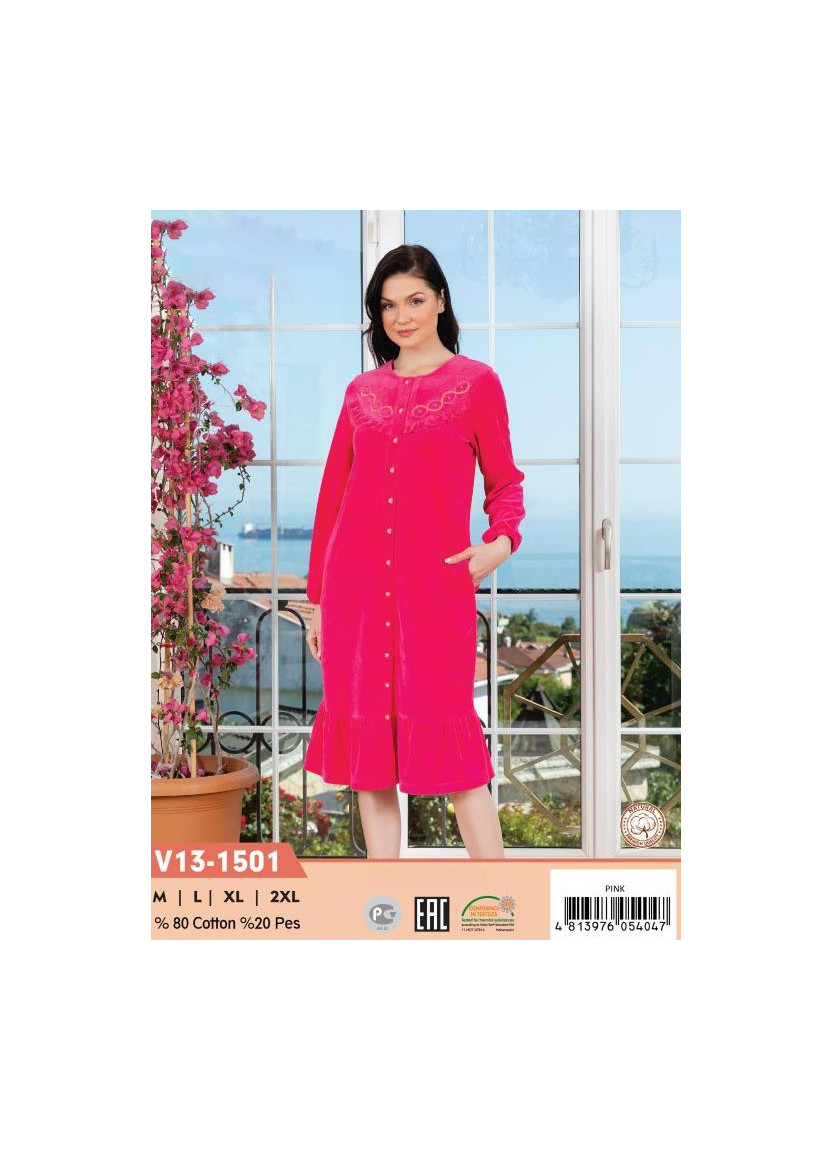 CCNV13-1501_PEM Velour Women's Robe (M+L+XL+2XL) — Turkish factory wholesale
