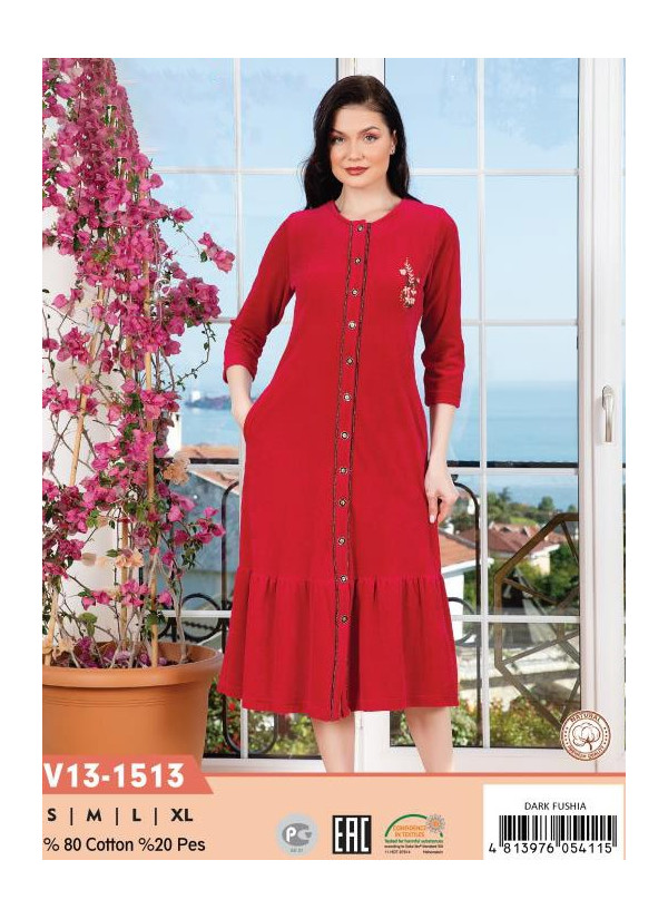 CCNV13-1513_LAP Velour Women's Robe (S+M+L+XL) — Turkey wholesale collection
