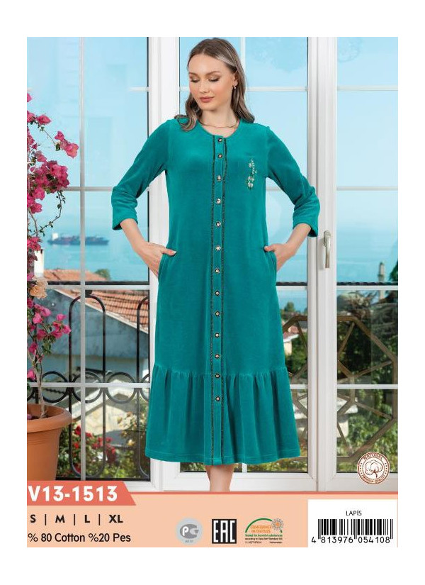 CCNV13-1513_LAP Velour Women's Robe (S+M+L+XL) — Turkish factory wholesale