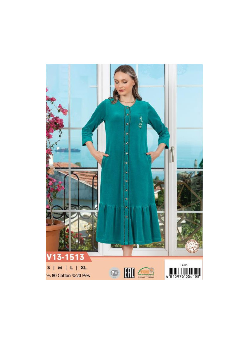CCNV13-1513_LAP Velour Women's Robe (S+M+L+XL) — Turkish factory wholesale