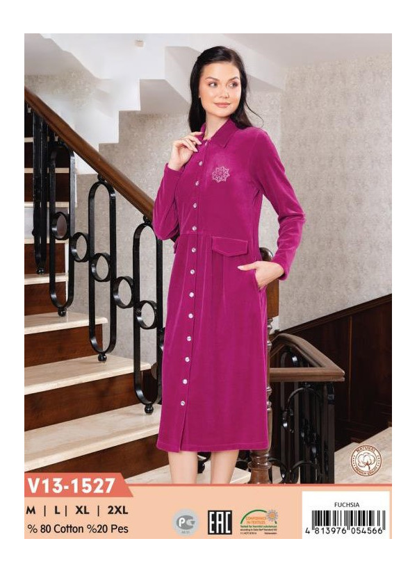CCNV13-1527_FUS Velour Women's Robe (M+L+XL+2XL) — Istanbul wholesale supplier