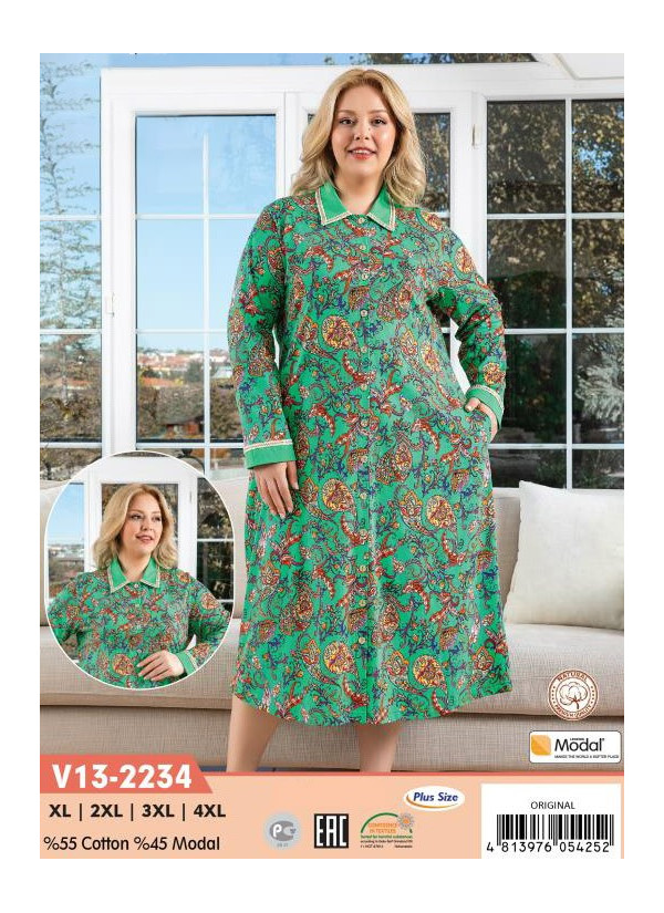 CCNV13-2234_ORI Modal Women's Robe (XL+2XL+3XL+4XL) — Turkish factory wholesale