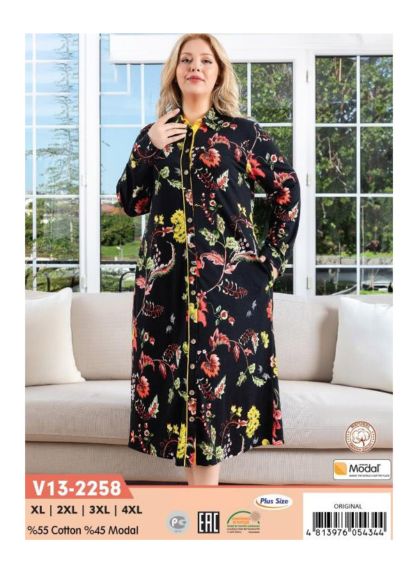CCNV13-2258_ORI Modal Women's Robe (XL+2XL+3XL+4XL) — Turkish factory wholesale