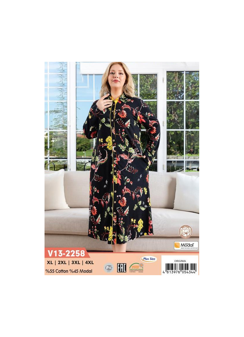 CCNV13-2258_ORI Modal Women's Robe (XL+2XL+3XL+4XL) — Turkish factory wholesale