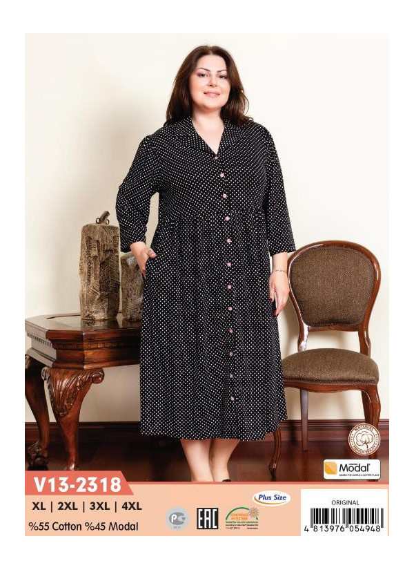 CCNV13-2318_ORI Modal Women's Robe (XL+2XL+3XL+4XL) — Turkish factory wholesale