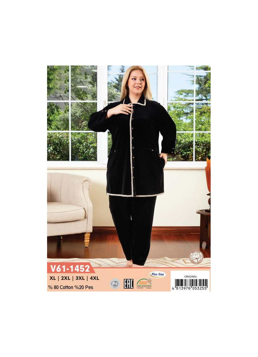 Велюровый Комплект с брюками (XL+2XL+3XL+4XL) COCOON CCNV61-1452_ORI — купить оптом со Стамбула