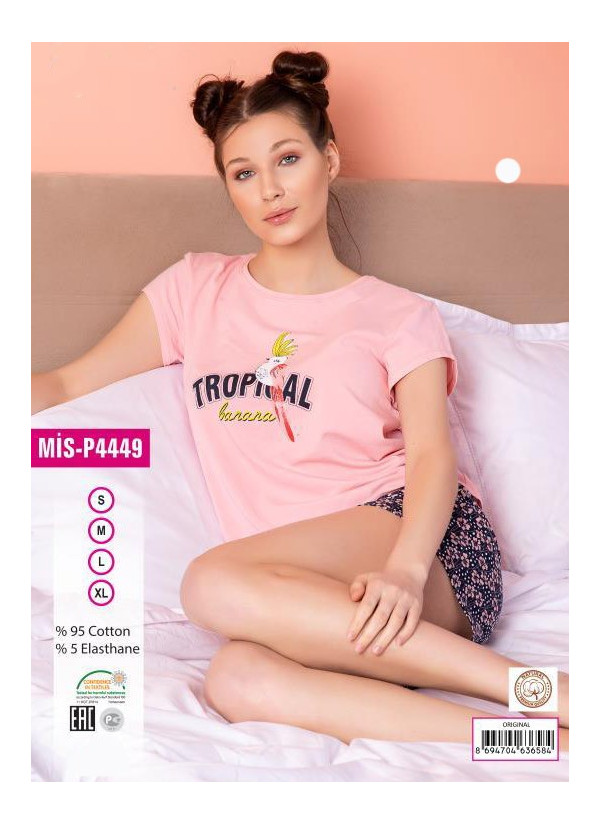 MİS-P4449_ORI Cotton Shorts Homewear Set (S+M+L+XL) — wholesale for boutiques