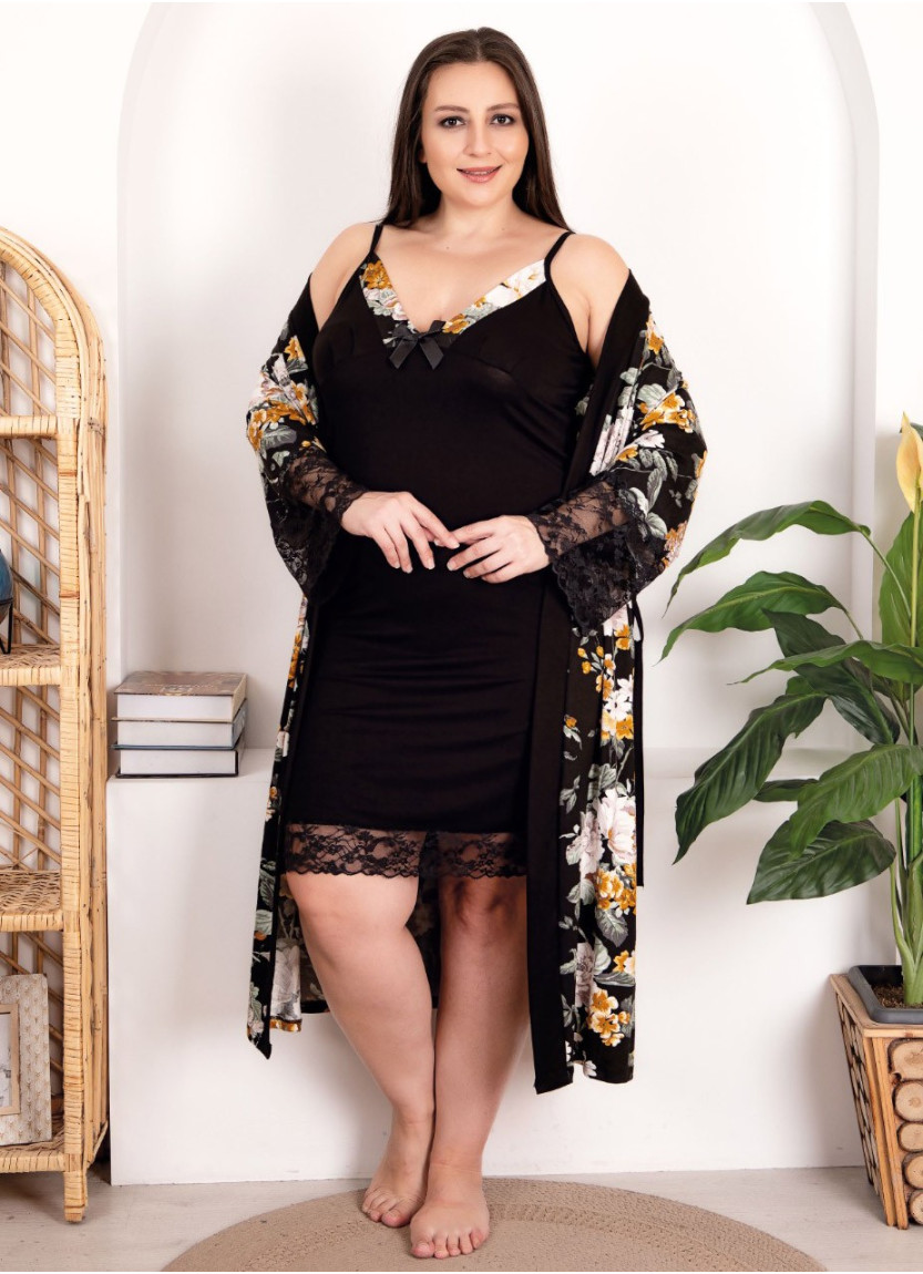 Lady BTL 19202 2-Piece Robe & Nightdress Set (2XL+3XL+4XL) — Istanbul wholesale supplier