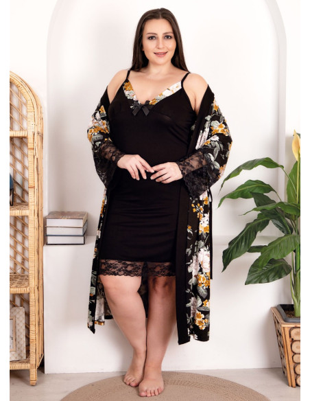Lady BTL 19202 2-Piece Robe & Nightdress Set (2XL+3XL+4XL) — Istanbul wholesale supplier