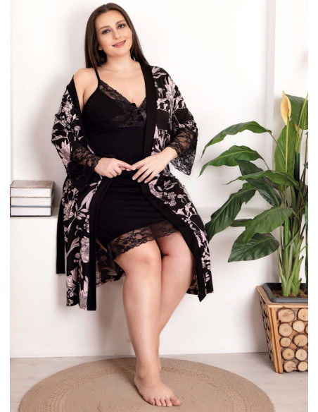 Lady BTL 19203 2-Piece Robe & Nightdress Set (2XL+3XL+4XL) — Turkey wholesale collection