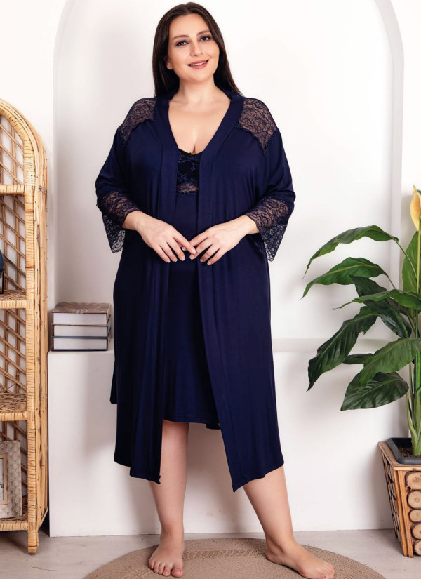 Lady BTL 19213 2-Piece Robe & Nightdress Set (2XL+3XL+4XL) — Istanbul wholesale supplier