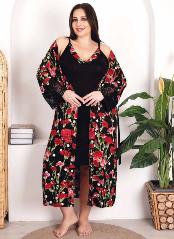 Lady BTL 19224 2-Piece Robe & Nightdress Set (2XL+3XL+4XL) — Turkish textile wholesale