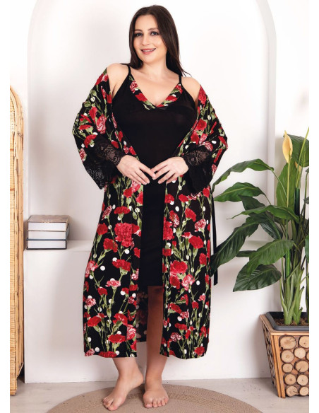 Lady BTL 19224 2-Piece Robe & Nightdress Set (2XL+3XL+4XL) — Turkish textile wholesale