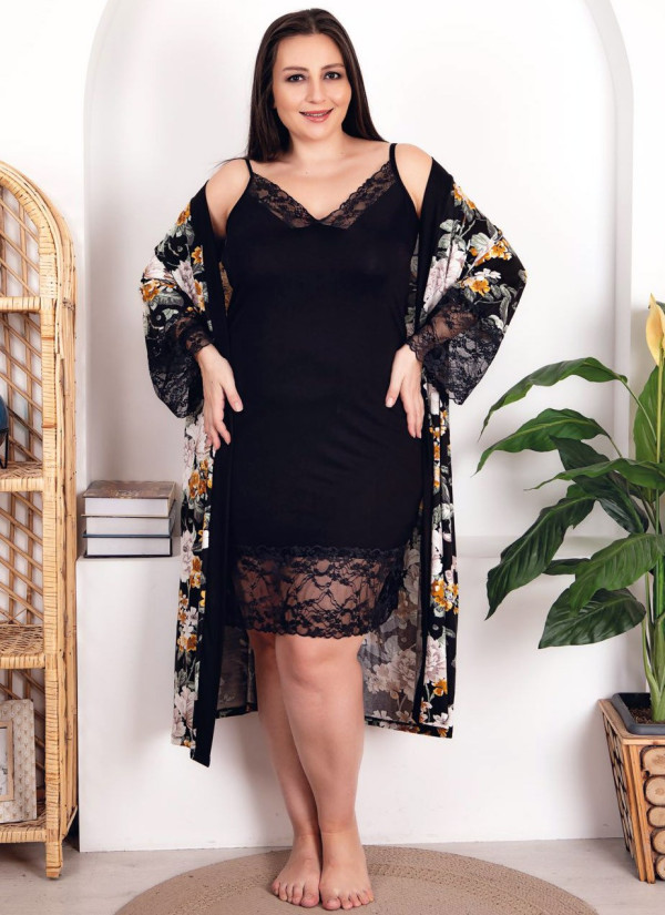 Lady BTL 19222 2-Piece Robe & Nightdress Set (2XL+3XL+4XL) — Turkish textile wholesale 2