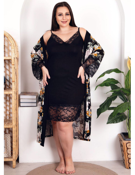 Lady BTL 19222 2-Piece Robe & Nightdress Set (2XL+3XL+4XL) — direct Turkish factory supply