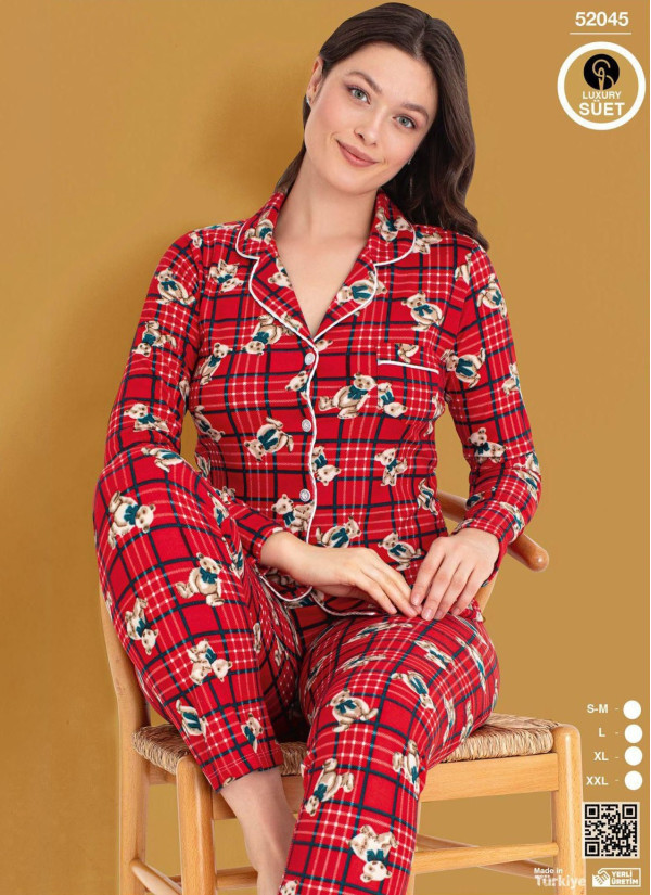 Cagri 52045 Suede Women's Pajama Set (SM+L+XL+2XL) — factory-direct from Turkey