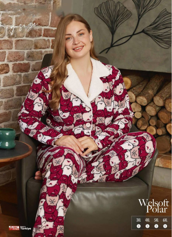 Pijamo 55215 Welsoft Women's Pajama Set (3XL+4XL+5XL+6XL) — wholesale from Turkey