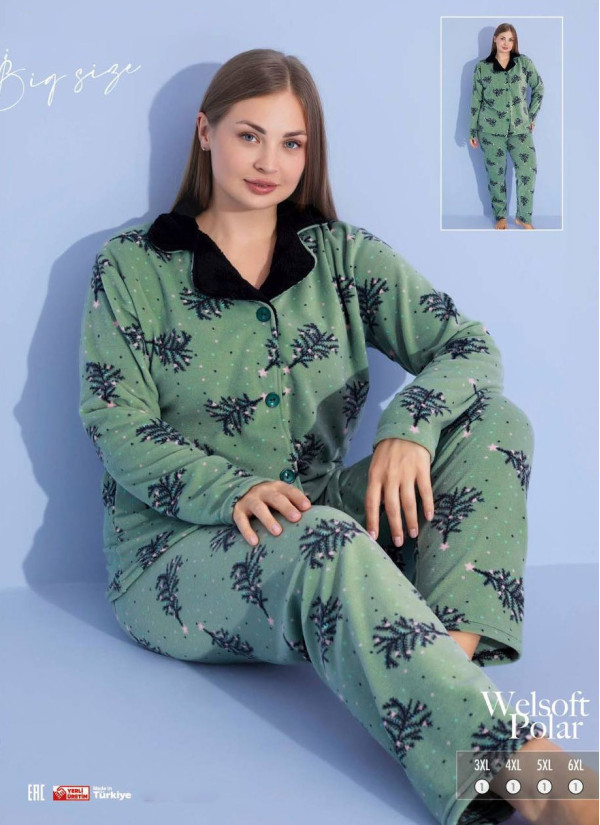 Pijamo 55400 Welsoft Women's Pajama Set (3XL+4XL+5XL+6XL) — factory-direct from Turkey