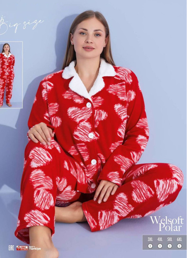 Pijamo 55401 Welsoft Women's Pajama Set (3XL+4XL+5XL+6XL) — Turkish textile wholesale