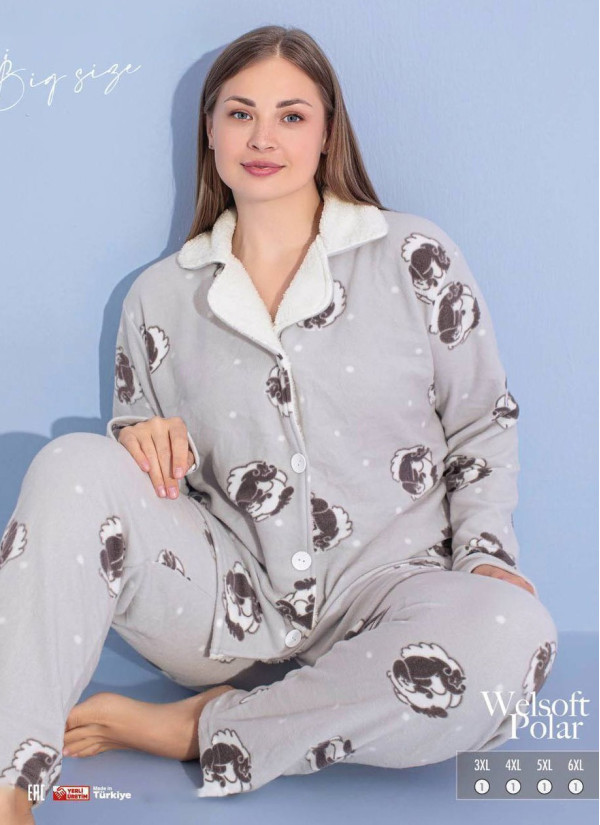 Pijamo 55420 Welsoft Women's Pajama Set (3XL+4XL+5XL+6XL) — factory-direct from Turkey