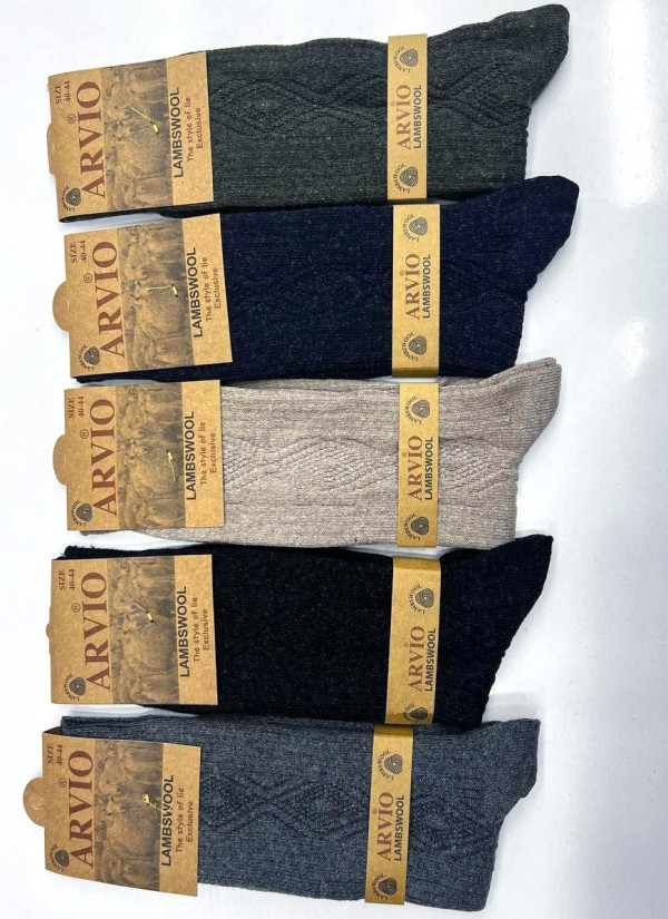 Носки Шерстяные Длинные Мужские 12 Пар/Уп. (40-44) LAMBSWOOL ARVIO ARVIO LMS 58002 — прямые поставки из Турции