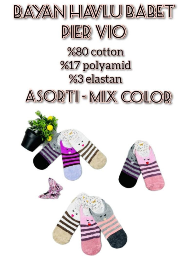 PierVio HVL 45001 Assorted 12-Pair Pack Women's Socks (36-40) — direct Turkish factory supply