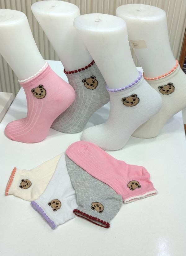 PierVio COT 4500A1 Cotton Assorted 12-Pair Pack Women's Socks (35-40) — factory-direct from Turkey