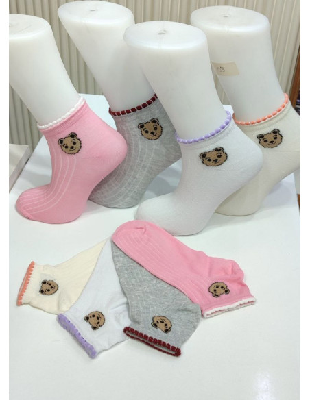 PierVio COT 4500A1 Cotton Assorted 12-Pair Pack Women's Socks (35-40) — factory-direct from Turkey