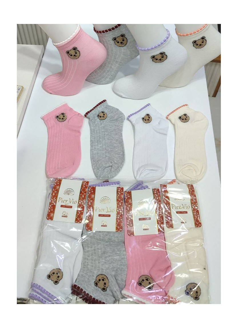 PierVio COT 4500A1 Cotton Assorted 12-Pair Pack Women's Socks (35-40) — Turkish textile wholesale