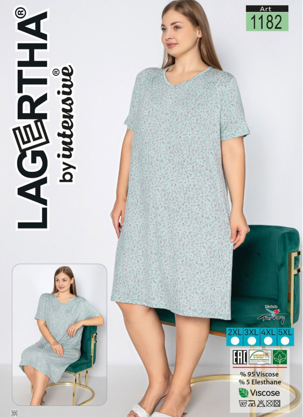 LAGERTHA 1182 Viscose Nightdress (2XL+3XL+4XL+5XL) — direct Turkish factory supply