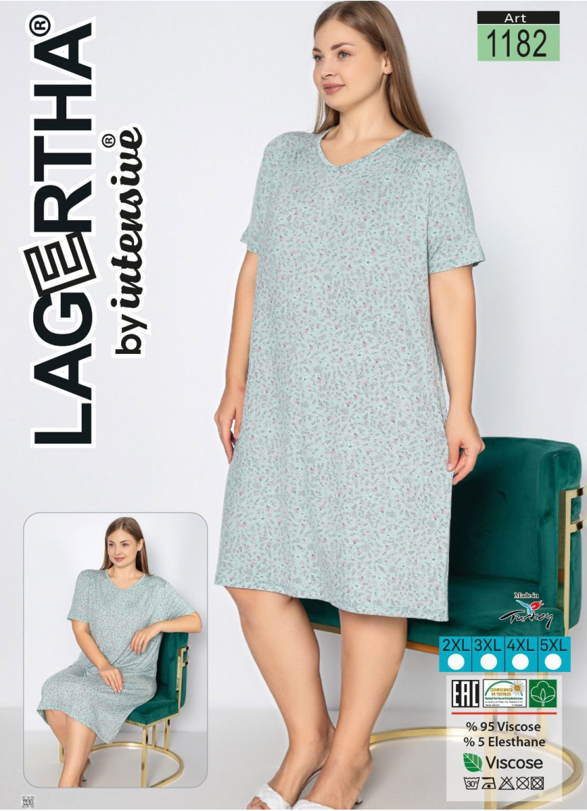 Ночная Сорочка Viscose (2XL+3XL+4XL+5XL) LAGERTHA 1182 — оптом для магазинов и бутиков