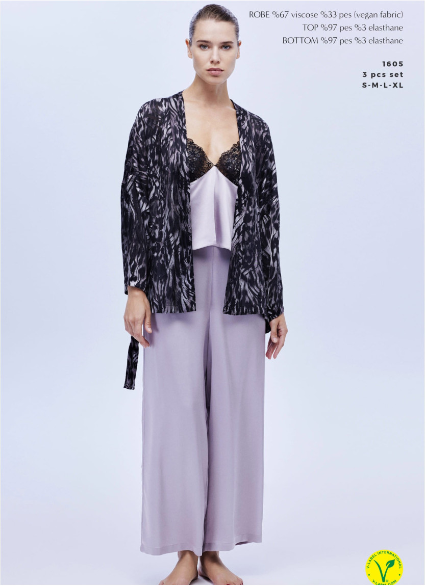 Женский Комплект с Брюками 3-ка VEGAN - VELVET FABRIC Bonjour Madame 1605 — купить оптом из Турции