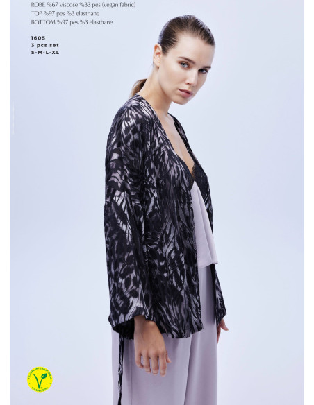 Женский Комплект с Брюками 3-ка VEGAN - VELVET FABRIC Bonjour Madame 1605 — оптовая поставка из Турции