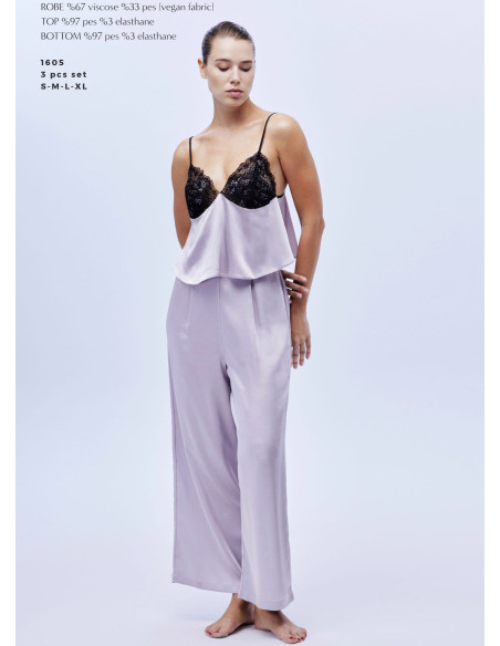 Женский Комплект с Брюками 3-ка VEGAN - VELVET FABRIC Bonjour Madame 1605 — турецкий текстиль оптом