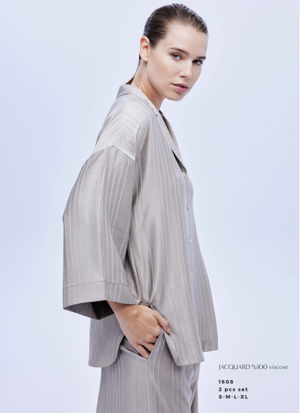 Bonjour Madame 1608 Viscose Pants Homewear Set — direct Turkish factory supply