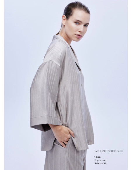 Bonjour Madame 1608 Viscose Pants Homewear Set — direct Turkish factory supply