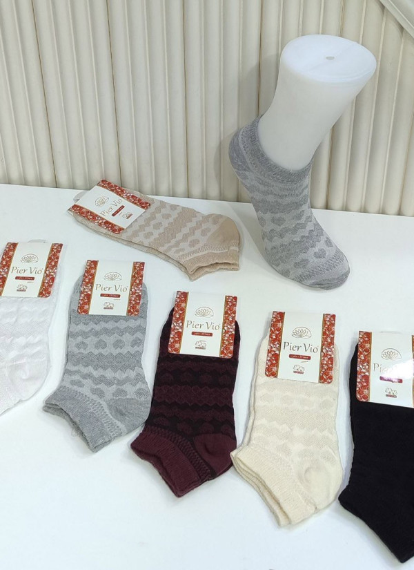PierVio COT 50001 Cotton Assorted 12-Pair Pack Women's Socks (35-40) — factory-direct from Turkey