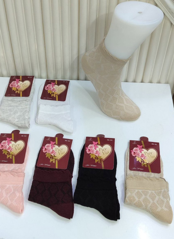 PierVio COT 50002 Cotton Assorted 12-Pair Pack Women's Socks (35-40) — wholesale for boutiques