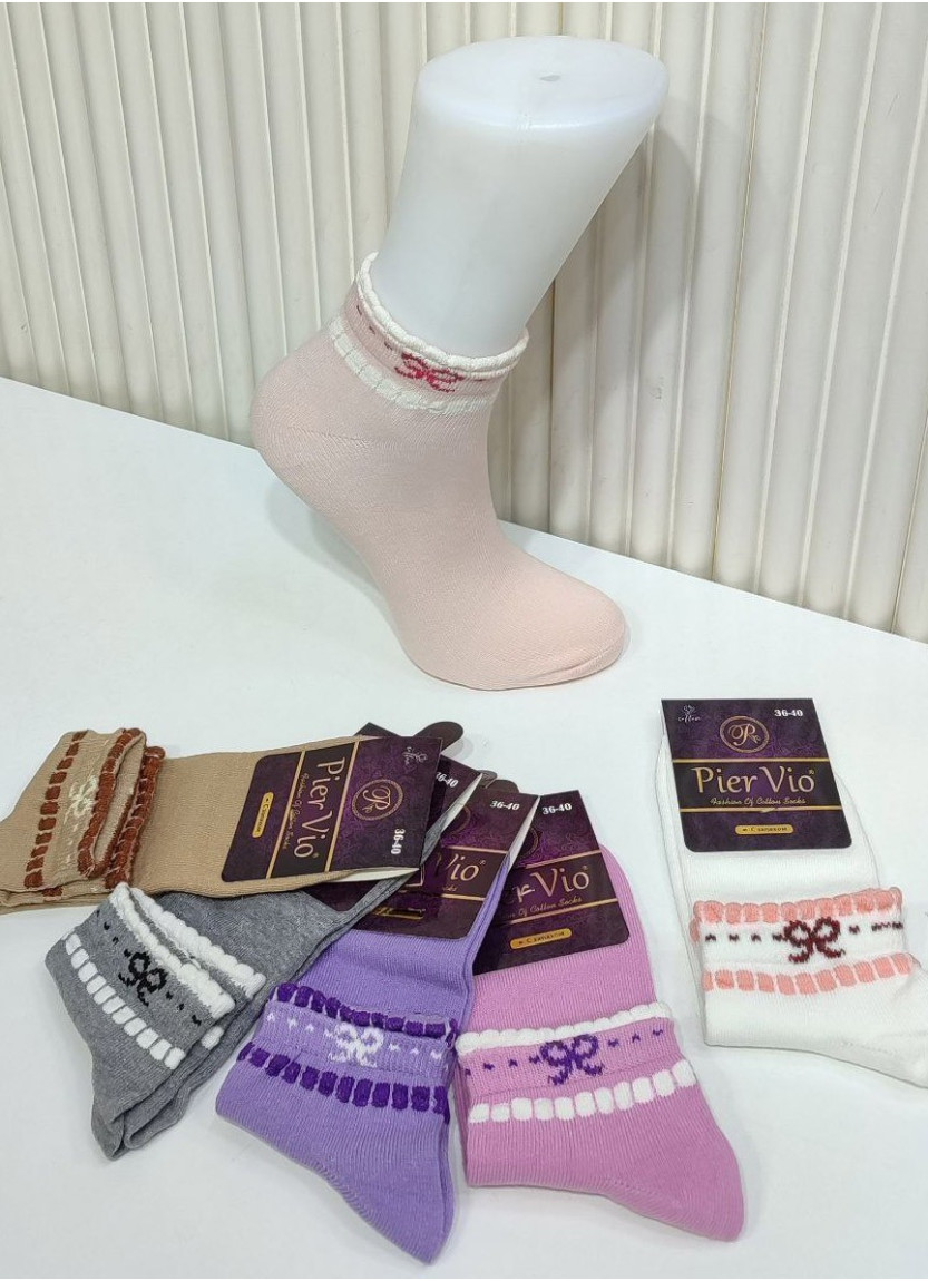 PierVio COT 50003 Cotton Assorted 12-Pair Pack Women's Socks (36-40) — Turkish textile wholesale