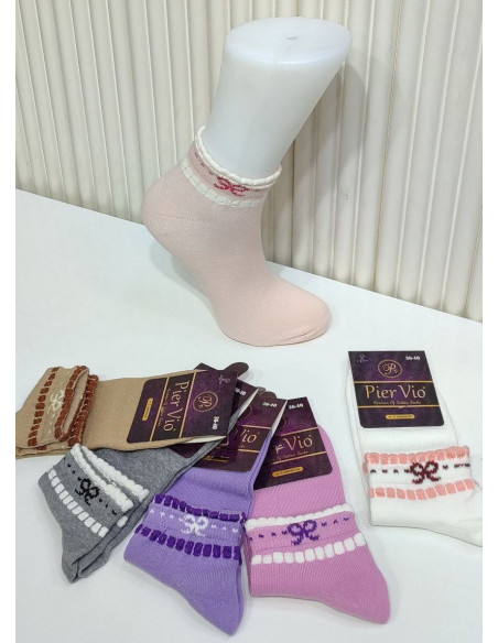 Носки Женские Cotton 12 Пар/Уп. (36-40) (Ассорти) Pier Vio PierVio COT 50003 — турецкий текстиль оптом