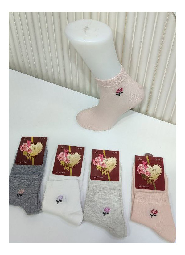PierVio COT 50005 Cotton Assorted 12-Pair Pack Women's Socks (36-40) — factory-direct from Turkey
