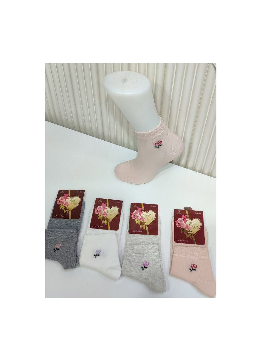 PierVio COT 50005 Cotton Assorted 12-Pair Pack Women's Socks (36-40) — factory-direct from Turkey