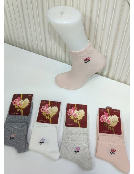 PierVio COT 50005 Cotton Assorted 12-Pair Pack Women's Socks (36-40) — factory-direct from Turkey