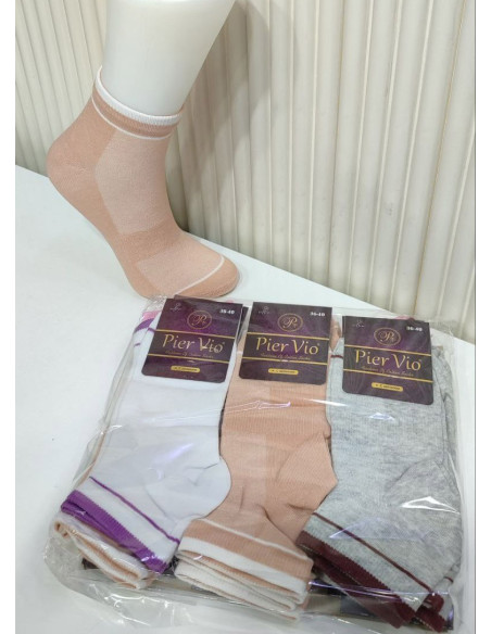 PierVio COT 50008 Cotton Assorted 12-Pair Pack Women's Socks (36-40) — Istanbul wholesale supplier