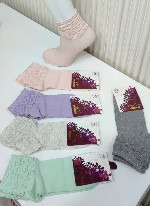 PierVio COT 50009 Cotton Assorted 12-Pair Pack Women's Socks (36-40) — direct Turkish factory supply
