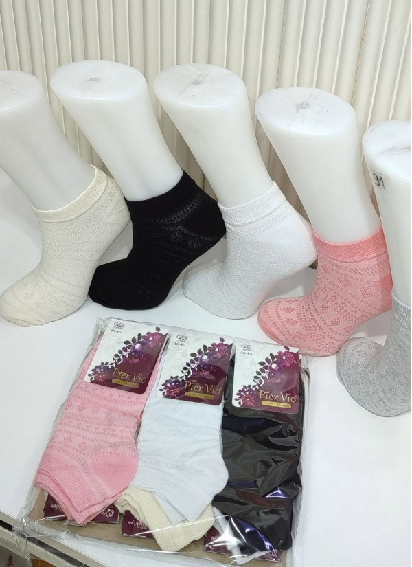 PierVio COT 50010 Cotton Assorted 12-Pair Pack Women's Socks (36-40) — Turkish factory wholesale