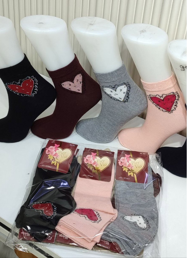 Носки Женские Cotton 12 Пар/Уп. (36-40) (Ассорти) Pier Vio PierVio COT 50011 — турецкий текстиль оптом