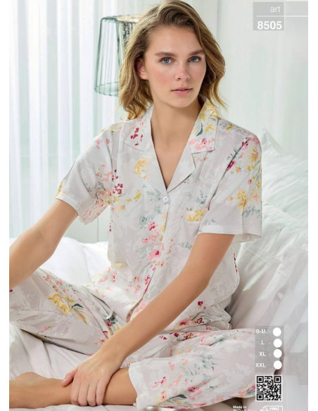 Женская Пижама на Пуговицах (SM+L+XL+2XL) Seamlife 8505 — прямые поставки из Турции