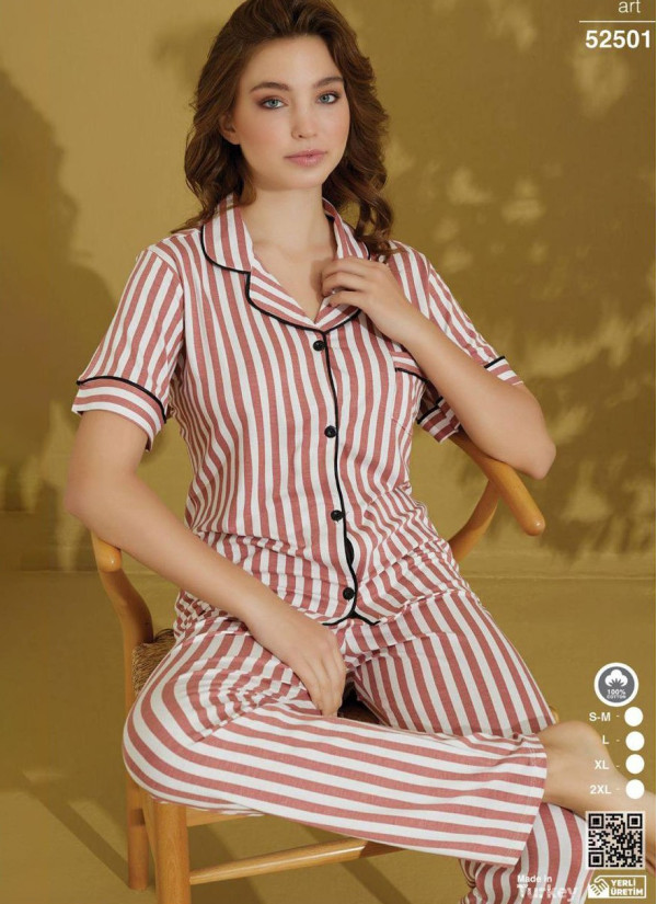Cagri 52501 Cotton Women's Pajama Set (SM+L+XL+2XL) — Turkish textile wholesale