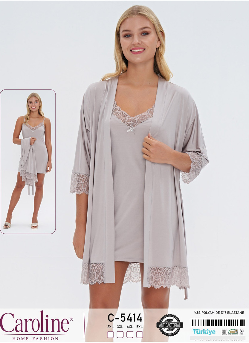 Caroline C-5414 2-Piece Robe & Nightdress Set (2XL+3XL+4XL+5XL) — Istanbul wholesale supplier